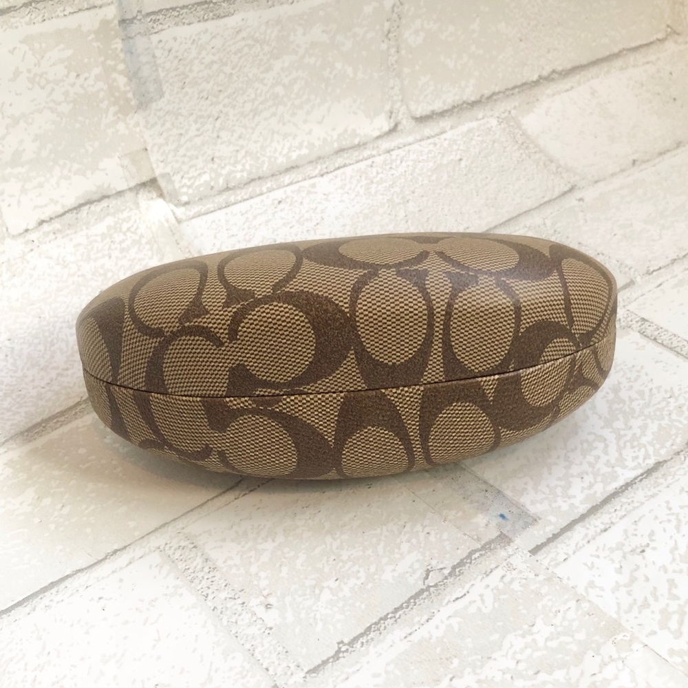 Coach Signature Monogram Hard Shell Sunglasses Eyeglasses Case Brown